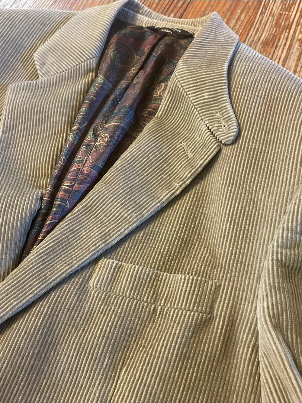 Lauren Ralph Lauren 40L Tan Corduroy Blazer - Dark Academia / Paisley Lined